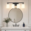 4-Light Vanity Light with Frosted Glass — Matte Black