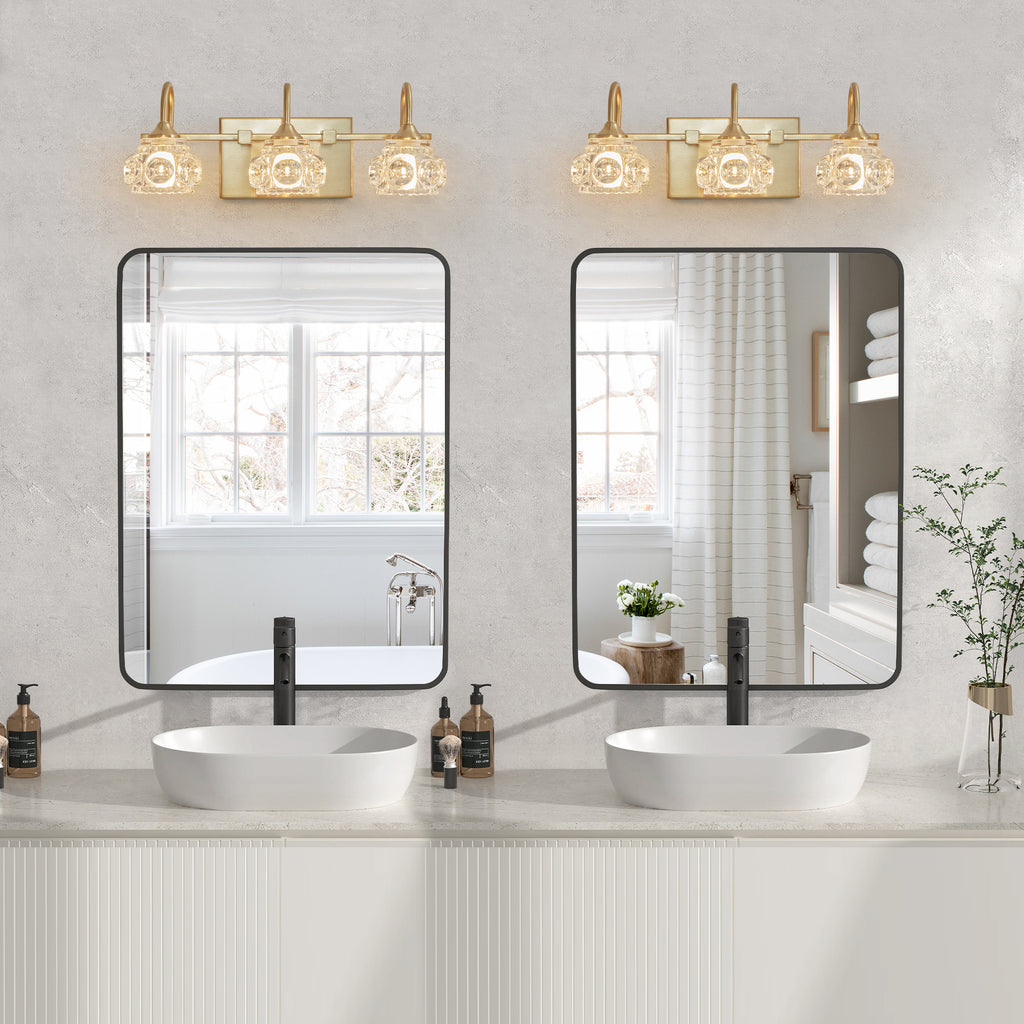 Crystal 3-Light Vanity Light — 17", Gold