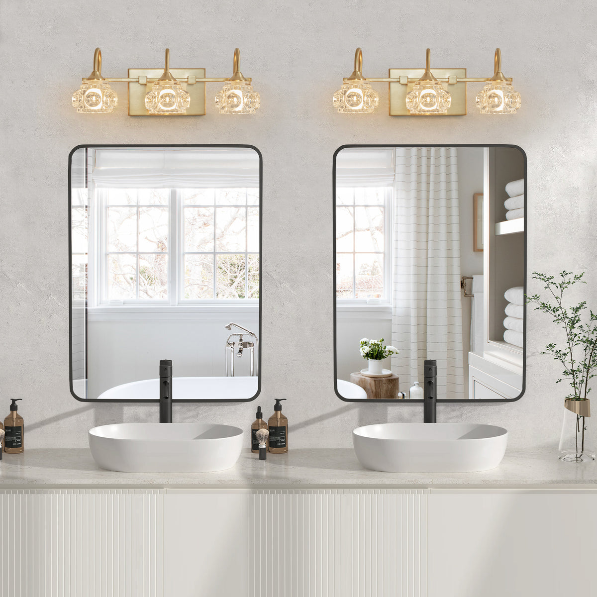 Crystal 3-Light Vanity Light — 17", Gold