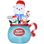 Inflatable Polar Bear & Penguins in a Cup — 5 ft