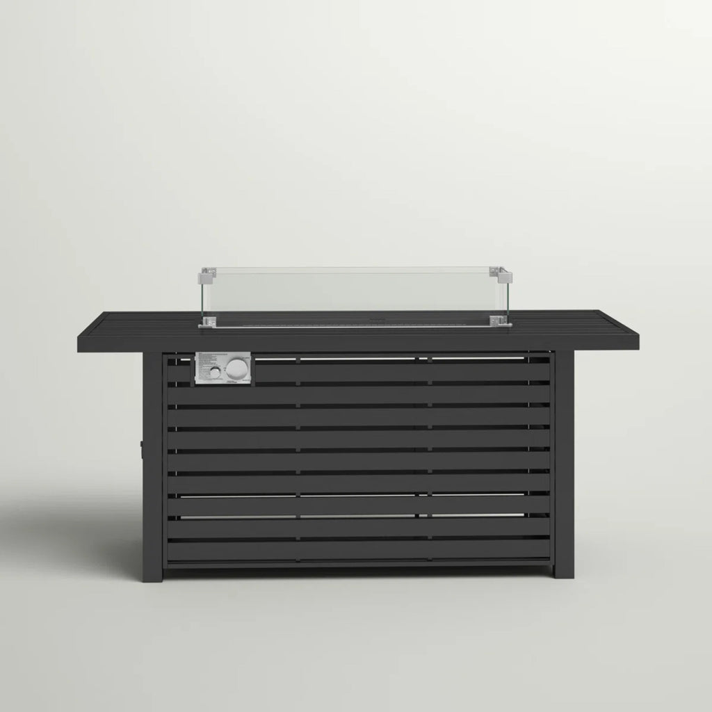 Steel Propane Fire Pit Table with Cover — Black
