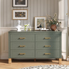 Six-Drawer Double Dresser — 47", Olive