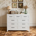 Tall Nine-Drawer Metal Dresser — White