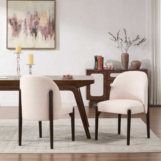 Farmhouse Fabric Upholstered Dining Chairs – Set of 2