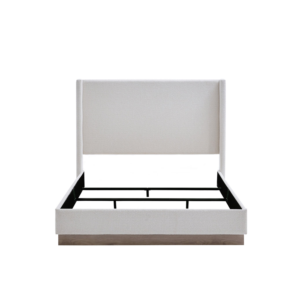 Hale Wingback Queen Bed — Cream Boucle, Walnut Feet