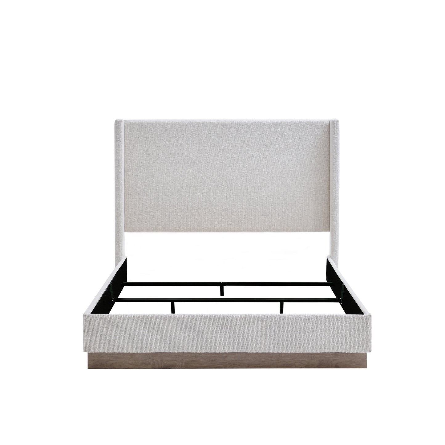 Hale Wingback Queen Bed — Cream Boucle, Walnut Feet