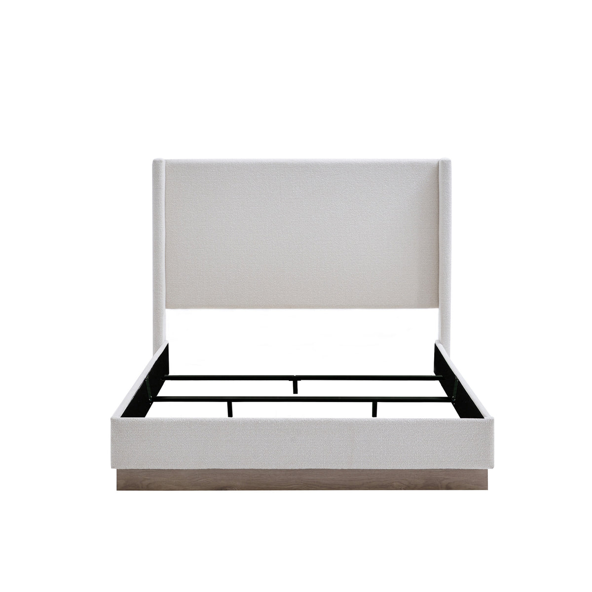 Hale Wingback Queen Bed — Cream Boucle, Walnut Feet