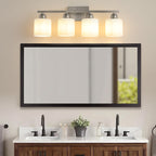 Modern 4-Light Vanity Light with Frosted Glass — Brushed Nickel