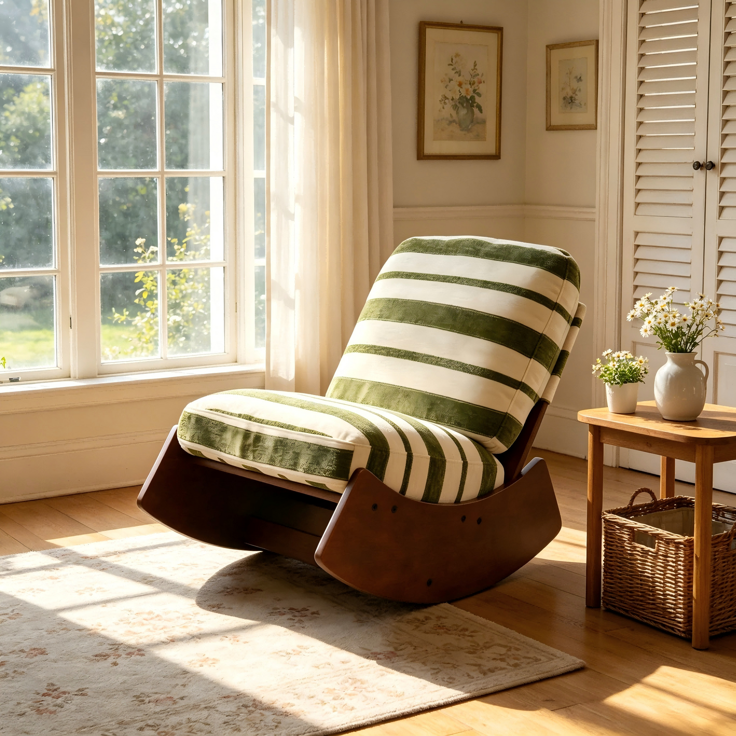 Comfortable Glider Rocking Chair, High-Quality Upholstery Glider Chair, Solid Wood Frame, Perfect for Multiple Settings Accent Reading Chair for Bedroom,Living Room