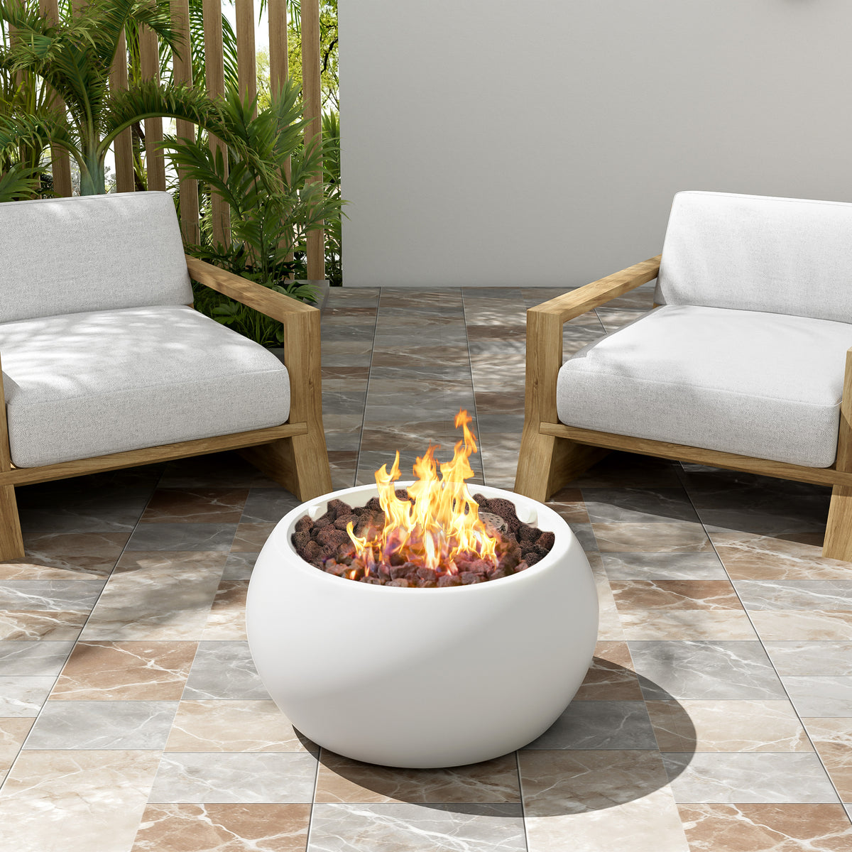 Propane Fire Pit — 40,000 BTU, White