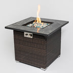 Wicker & Tile Square Fire Pit Table — 30", Espresso