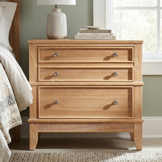 Hazel 3-Drawer Farmhouse Wood Nightstand