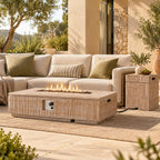 Rectangular Travertine-Look Fire Pit — 48", 50,000 BTU