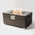 Wicker & Tile Fire Pit Table — 32", Brown