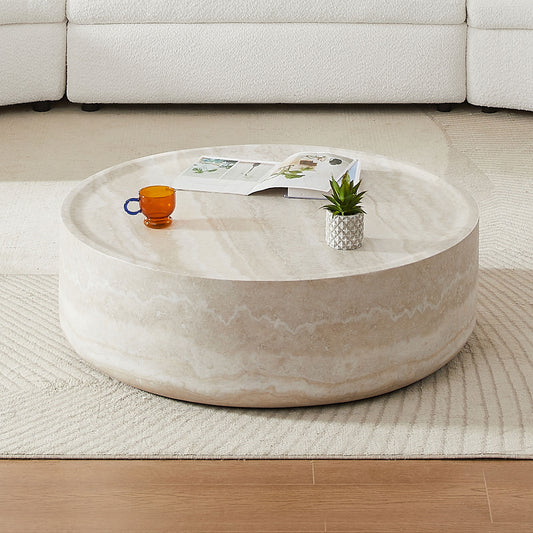 31.5" Round Faux Mars Pattern Coffee Table