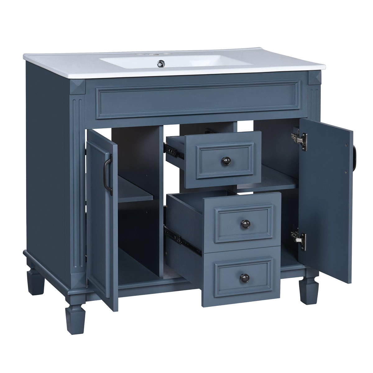 Bathroom Vanity with Ceramic Sink — 36", Royal Blue
