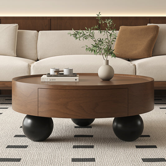 Ball Feet Round Coffee Table — 35"
