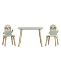 Sloth Kids Table & Chairs — 3-Piece, Sage & Natural