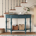 Fluted Demilune Console Table — Antique Blue