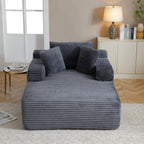 Oversized Chaise Lounge — 67", Grey Corduroy