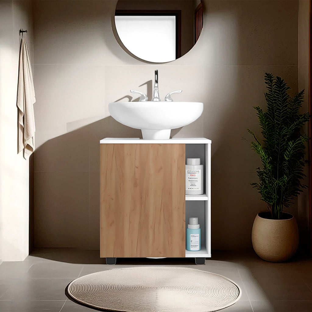 Pascuale Under-Sink Bathroom Cabinet — 22", White & Oak