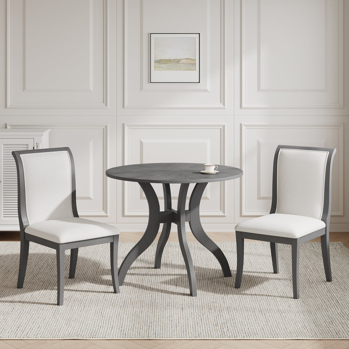 Round Dining Set for Two — 39", Oak Gray