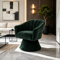 Channel Tufted Swivel Barrel Chair — Green Corduroy