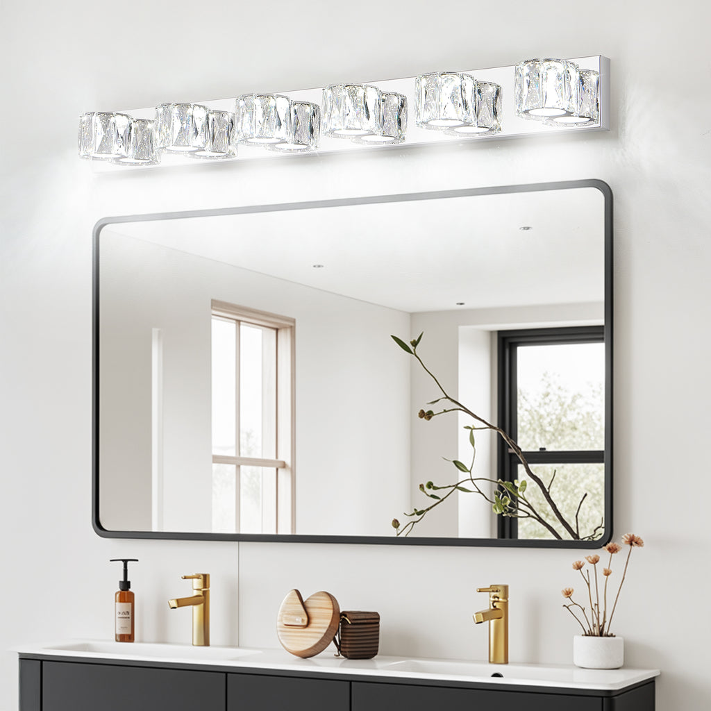 Crystal 6-Light LED Vanity Light — 41", Chrome