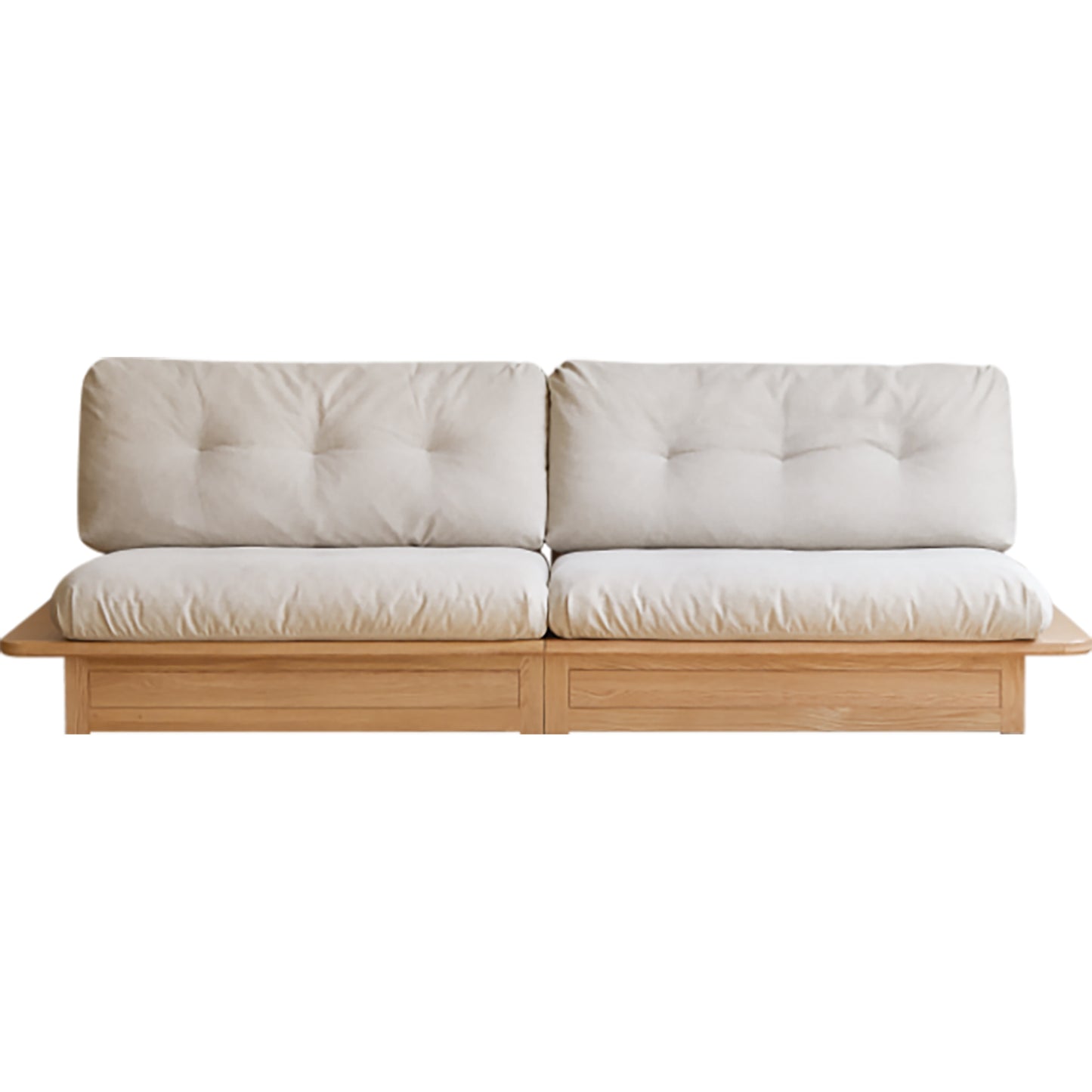 Oversized Solid Wood Sofa – White Cotton Linen