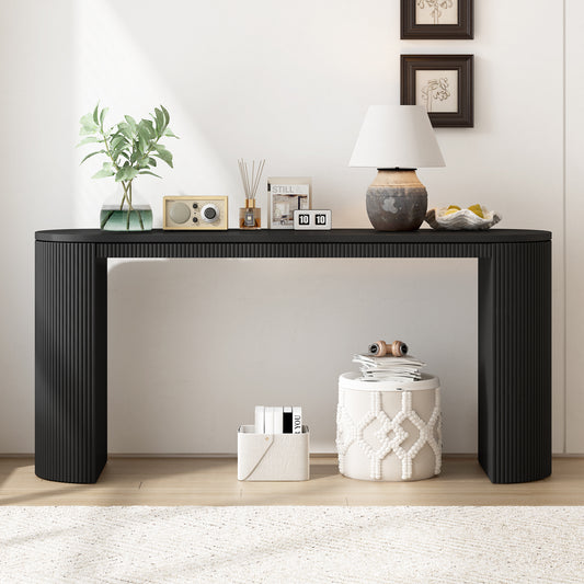 U-Style Vertical Stripe Curved Console Table