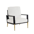 Velvet Mid-Century Armchair — White & Gold