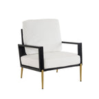Velvet Mid-Century Armchair — White & Gold