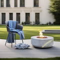 Round Concrete Fire Pit Table — 30", Light Gray