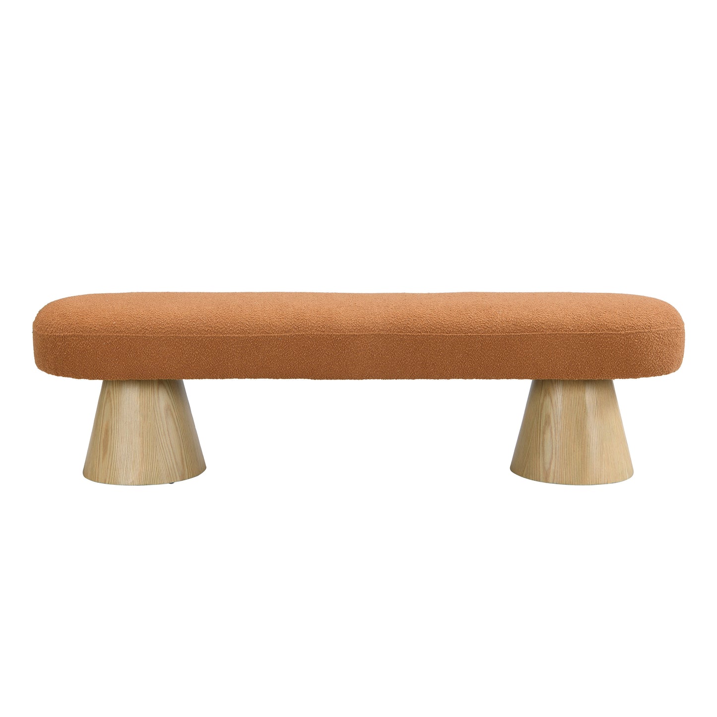 64" Boucle Upholstered Dining Bench – Orange