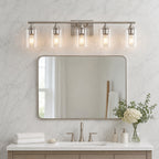 5-Light Vanity Light with Clear Glass — Brushed Nickel