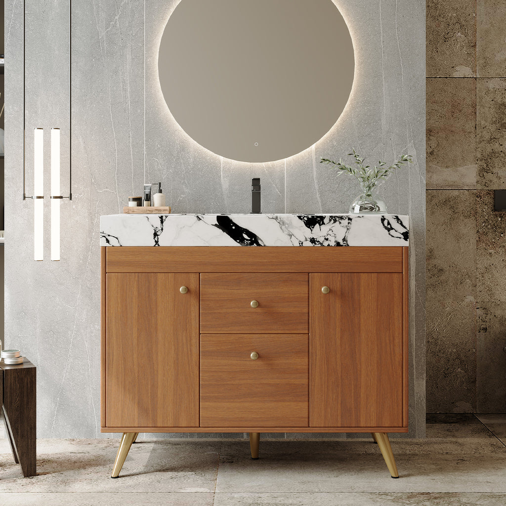 Freestanding Bathroom Vanity with Stone Top — 36"