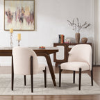 Farmhouse Upholstered Dining Chairs — Beige Fabric, Set of 2