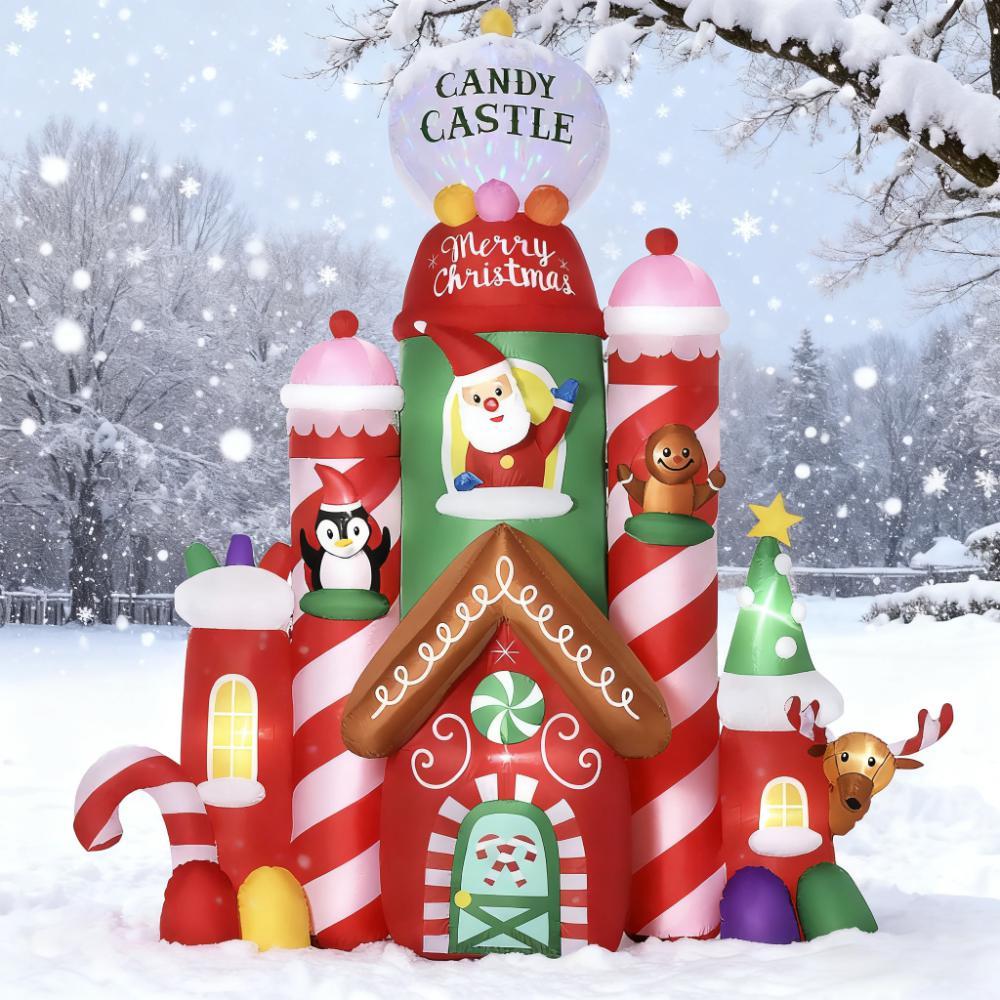 Inflatable Candy Castle with LED Lights — 10 ft