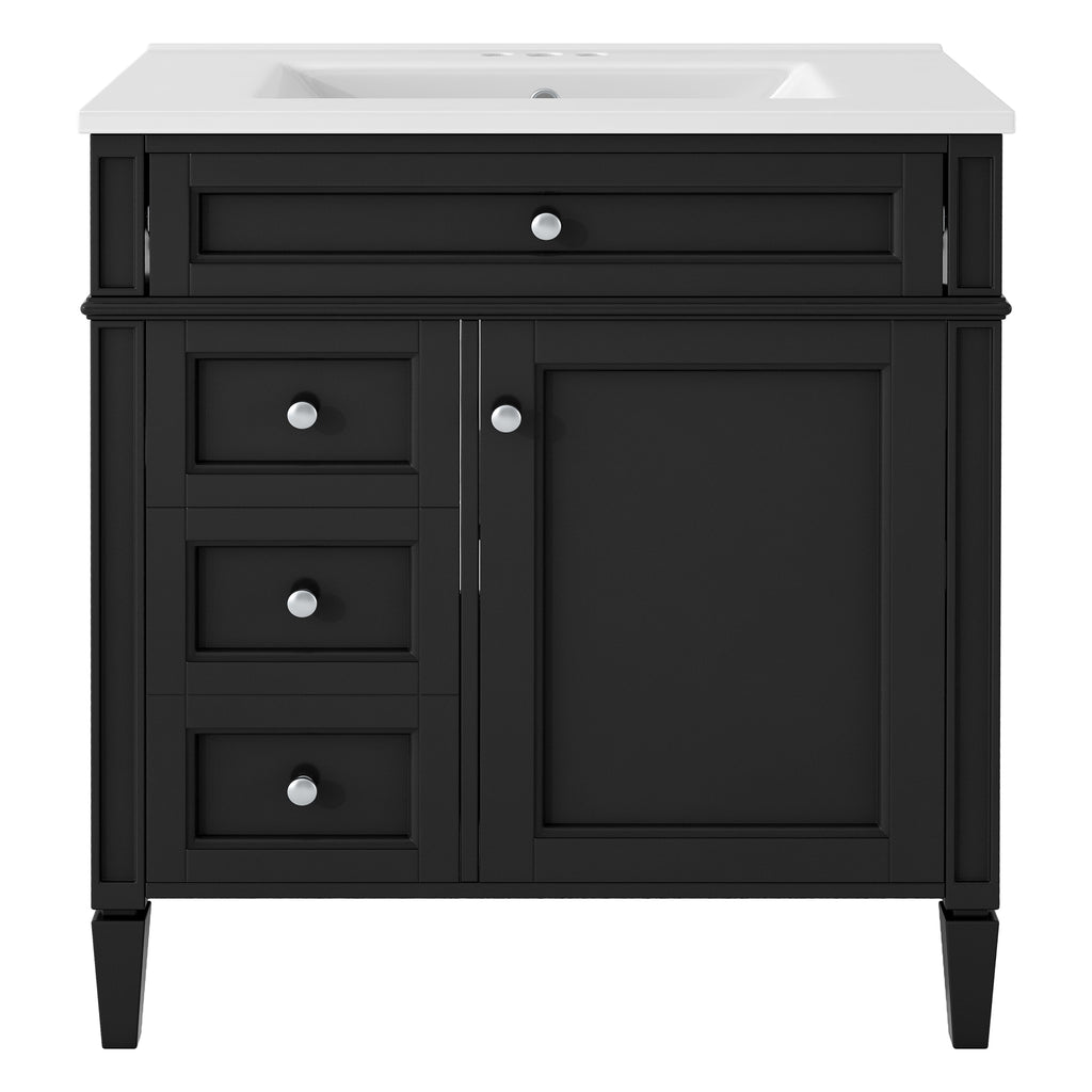 Modern 3-Drawer Bathroom Vanity — 30", Black