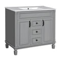 Modern Bathroom Vanity with Ceramic Sink — 36", Gray