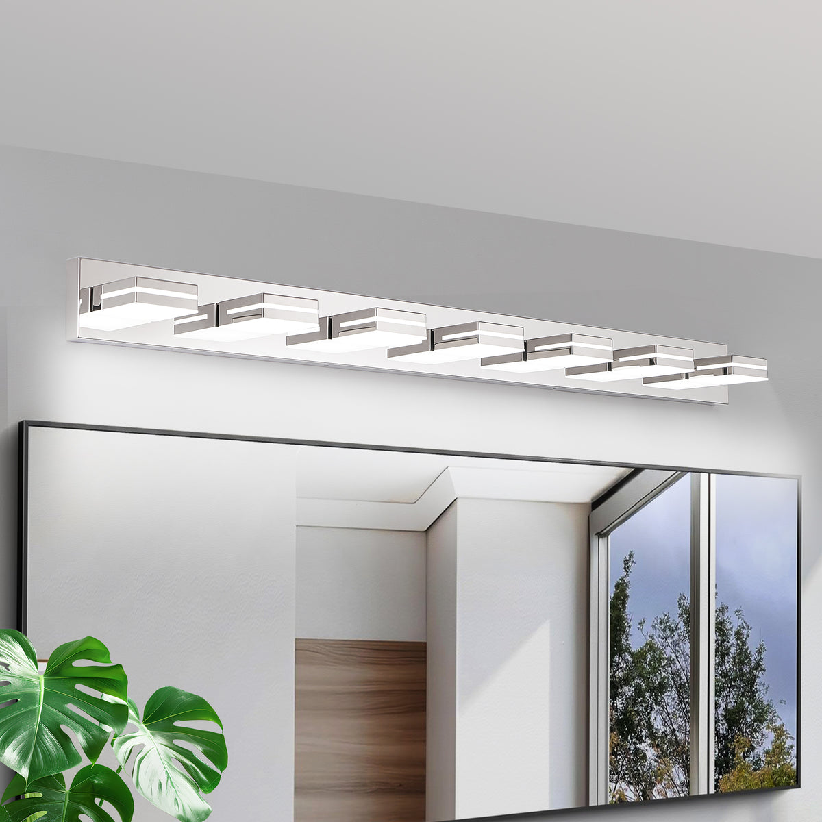 Minimalist 7-Light LED Vanity Light — Chrome