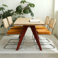 Breuer Dining Chairs — Rattan & Velvet, Orange, Set of 4
