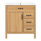 Modern Bathroom Vanity with Wood Legs — 30", Wood