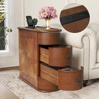 Side Table with Charging Station — Natural
