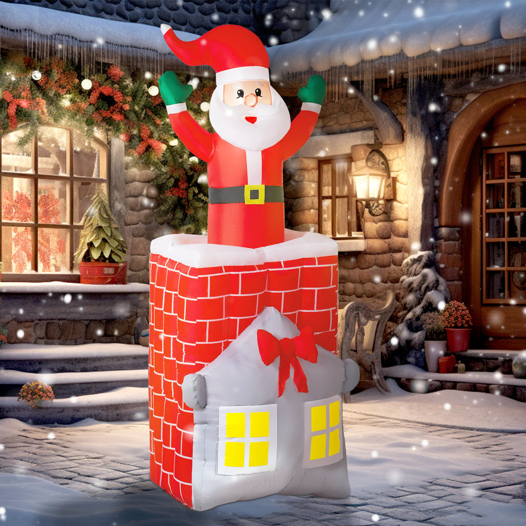 Animated Inflatable Santa in Chimney — 7 ft