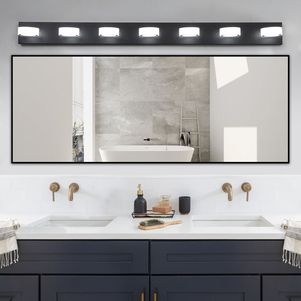 Modern 7-Light LED Vanity Light — 52", Black