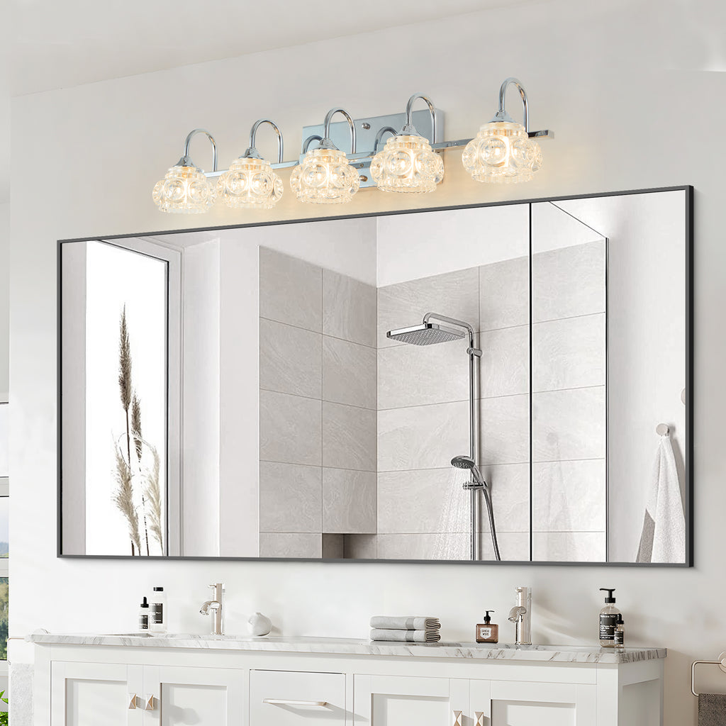 Vintage Crystal 5-Light Vanity Light — 29", Nickel