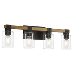 Farmhouse 4-Light Vanity Light — 27", Black & Antique Wood