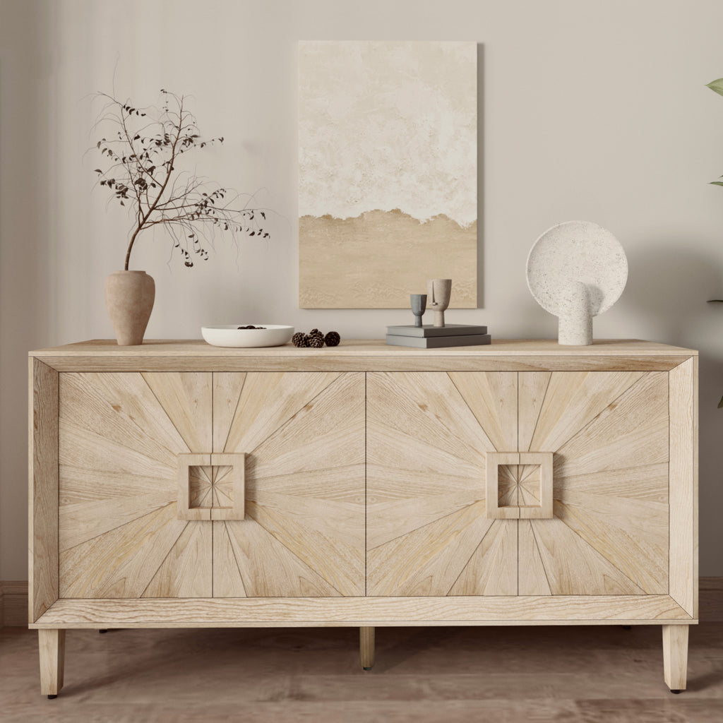 Sunburst Farmhouse Credenza — 60", Antique Natural