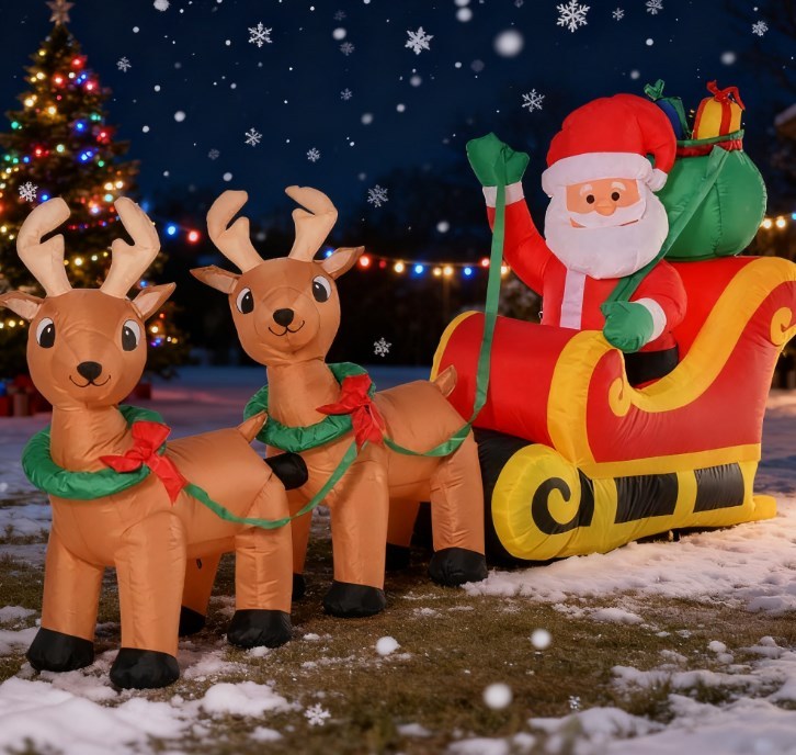 Inflatable Santa Sleigh & Reindeer